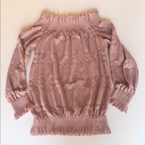 Lulus Pink ruffle sleeves blouse sz small